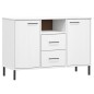 vidaXL Aparador con patas metal OSLO madera maciza blanco 113x40x77 cm vidaXL Aparador con patas metal OSLO madera maciza blanco 113x40x77 cm