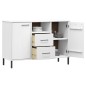 vidaXL Aparador con patas metal OSLO madera maciza blanco 113x40x77 cm vidaXL Aparador con patas metal OSLO madera maciza blanco 113x40x77 cm