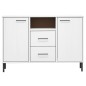 vidaXL Aparador con patas metal OSLO madera maciza blanco 113x40x77 cm vidaXL Aparador con patas metal OSLO madera maciza blanco 113x40x77 cm