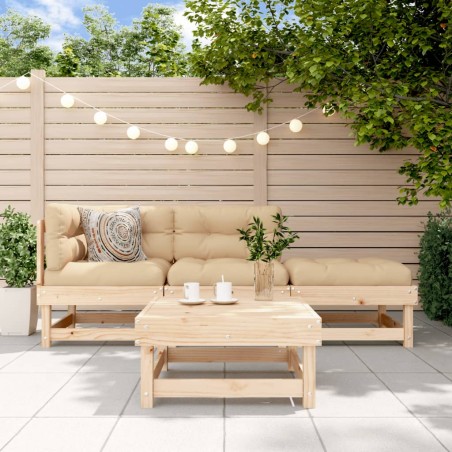 vidaXL Juego de muebles de jardín 4 piezas y cojines madera maciza