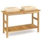 vidaXL Tocador de baño madera maciza de teca con lavabos mármol crema vidaXL Tocador de baño madera maciza de teca con lavabos mármol crema