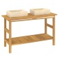 vidaXL Tocador de baño madera maciza de teca con lavabos mármol crema vidaXL Tocador de baño madera maciza de teca con lavabos mármol crema