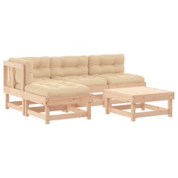 vidaXL Juego de muebles de jardín 5 piezas y cojines madera maciza
