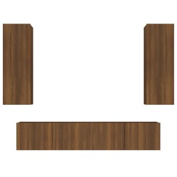 vidaXL Set de muebles para TV 4 pzas madera contrachapada marrón roble
