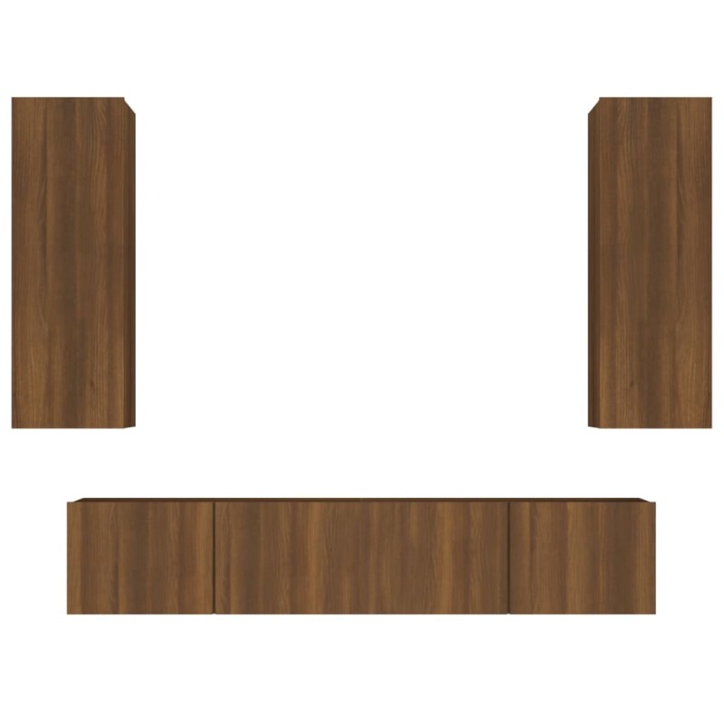 vidaXL Set de muebles para TV 4 pzas madera contrachapada marrón roble
