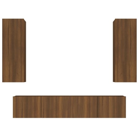 vidaXL Set de muebles para TV 4 pzas madera contrachapada marrón roble