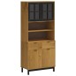 vidaXL Aparador alto con puertas vidrio FLAM madera pino 80x40x180 cm