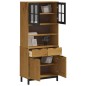 vidaXL Aparador alto con puertas vidrio FLAM madera pino 80x40x180 cm