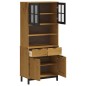 vidaXL Aparador alto con puertas vidrio FLAM madera pino 80x40x180 cm