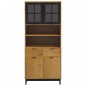vidaXL Aparador alto con puertas vidrio FLAM madera pino 80x40x180 cm