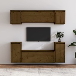 vidaXL Muebles para TV 6 piezas madera maciza de pino marrón miel