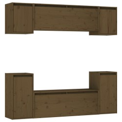 vidaXL Muebles para TV 6 piezas madera maciza de pino marrón miel