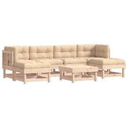 vidaXL Juego de muebles de jardín 7 piezas y cojines madera maciza