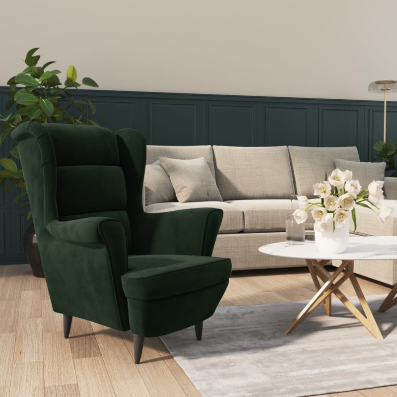 vidaXL Sillón de terciopelo verde oscuro vidaXL Sillón de terciopelo verde oscuro