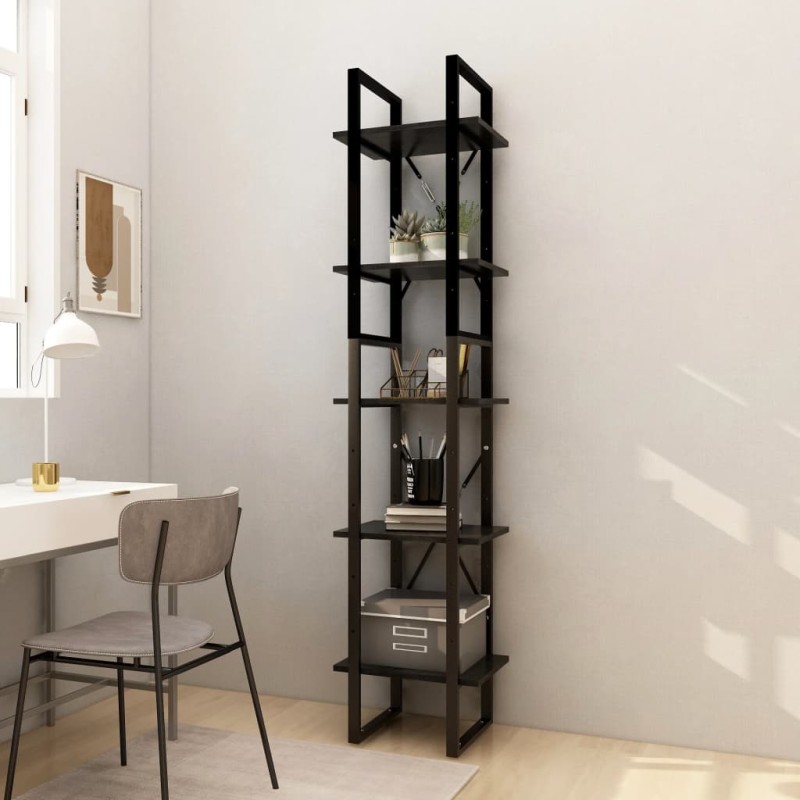 vidaXL Estantería librería 5 niveles madera de pino negro 40x30x175 cm vidaXL Estantería librería 5 niveles madera de pino negro 40x30x175 cm
