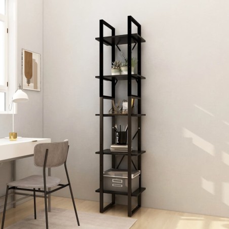 vidaXL Estantería librería 5 niveles madera de pino negro 40x30x175 cm