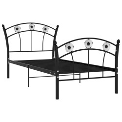vidaXL Estructura de cama con diseño de fútbol metal negro 90x200 cm