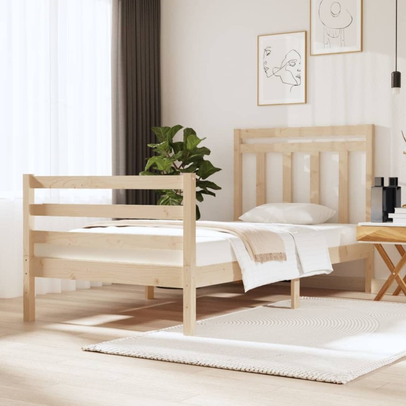 vidaXL Estructura de cama madera maciza 90x190 cm