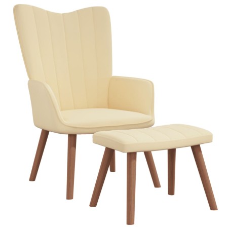 vidaXL Sillón de relax con taburete terciopelo blanco crema