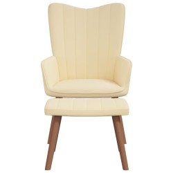 vidaXL Sillón de relax con taburete terciopelo blanco crema