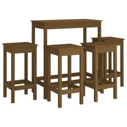 vidaXL Set de bar 5 piezas madera maciza de pino marrón miel