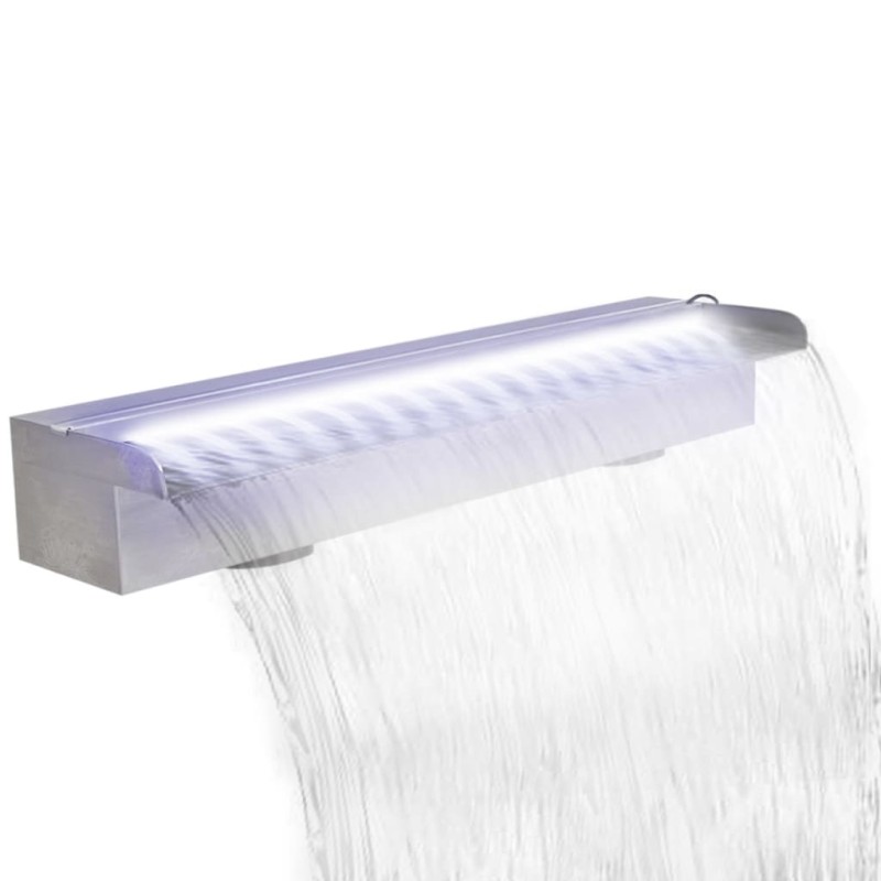 Fuente cascada rectangular LED para piscina acero inoxidable 60 cm Fuente cascada rectangular LED para piscina acero inoxidable 60 cm