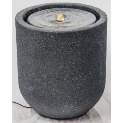 HEISSNER Fuente de terraza con LED cilíndrica negra 41x41x45 cm 