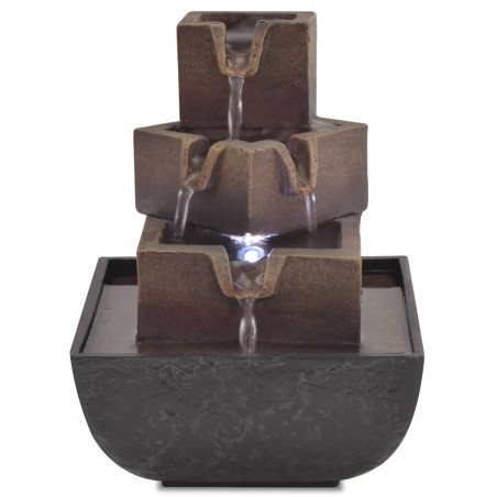 vidaXL Fuente de agua de interior con luz LED poliresina
