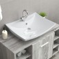 vidaXL Lavabo de cerámica rectangular con orificio de grifo y desagüe vidaXL Lavabo de cerámica rectangular con orificio de grifo y desagüe
