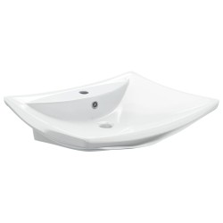 vidaXL Lavabo de cerámica rectangular con orificio de grifo y desagüe 