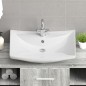 vidaXL Lavabo de cerámica rectangular con orificio de grifo y desagüe vidaXL Lavabo de cerámica rectangular con orificio de grifo y desagüe