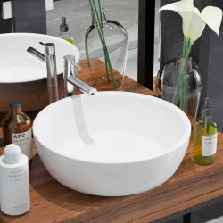 vidaXL Lavabo redondo de cerámica blanco 42x12 cm 