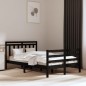 vidaXL Estructura de cama doble madera maciza negro 135x190 cm