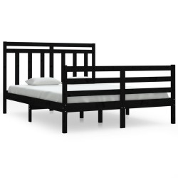 vidaXL Estructura de cama doble madera maciza negro 135x190 cm
