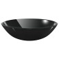 vidaXL Lavabo y grifo tapón pulsador cristal templado negro vidaXL Lavabo y grifo tapón pulsador cristal templado negro