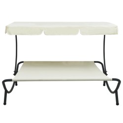 vidaXL Tumbona doble de jardín con toldo blanco crema