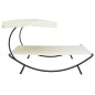 vidaXL Tumbona doble de jardín con toldo blanco crema vidaXL Tumbona doble de jardín con toldo blanco crema