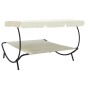 vidaXL Tumbona doble de jardín con toldo blanco crema vidaXL Tumbona doble de jardín con toldo blanco crema