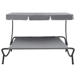 vidaXL Tumbona de jardín con toldo gris