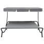 vidaXL Tumbona de jardín con toldo gris vidaXL Tumbona de jardín con toldo gris