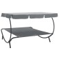 vidaXL Tumbona de jardín con toldo gris vidaXL Tumbona de jardín con toldo gris