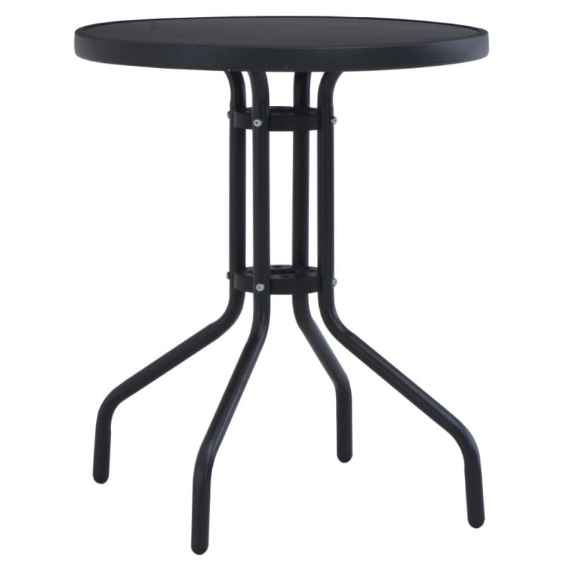 vidaXL Mesa de jardín acero y vidrio negro 60 cm vidaXL Mesa de jardín acero y vidrio negro 60 cm