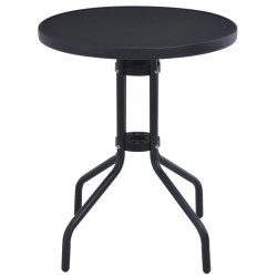 vidaXL Mesa de jardín acero y vidrio negro 60 cm