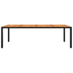 vidaXL Mesa jardín madera acacia ratán sintético negro 250x100x75 cm