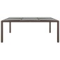 vidaXL Mesa de jardín superficie de vidrio ratán marrón 200x150x75 cm
