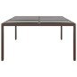 vidaXL Mesa de jardín superficie de vidrio ratán marrón 200x150x75 cm