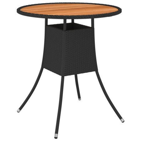 vidaXL Mesa de comedor de jardín ratán sintético acacia negro Ø 70 cm