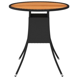 vidaXL Mesa de comedor de jardín ratán sintético acacia negro Ø 70 cm