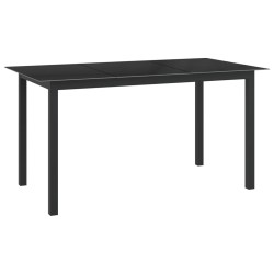 vidaXL Mesa de jardín de aluminio y vidrio negro 150x90x74 cm