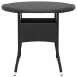 vidaXL Mesa de jardín vidrio templado ratán sintético negro Ø80x75 cm